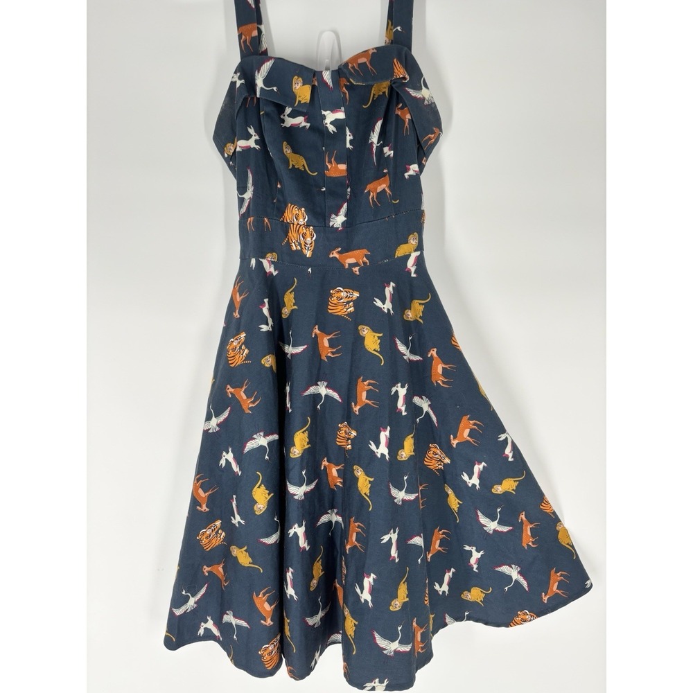 Miss Lulo Dress Womens Animals Fit & Flare Sleeveless Dress Retro Twee Whimsical